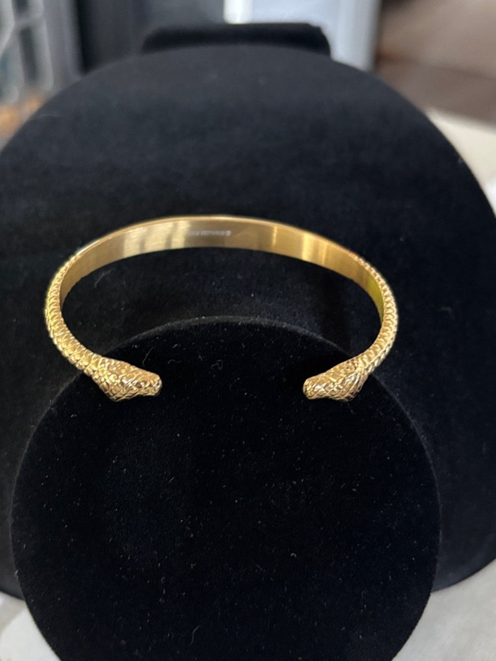 Gold Snake-Head Open Cuff Bracelet - Women Jewelry